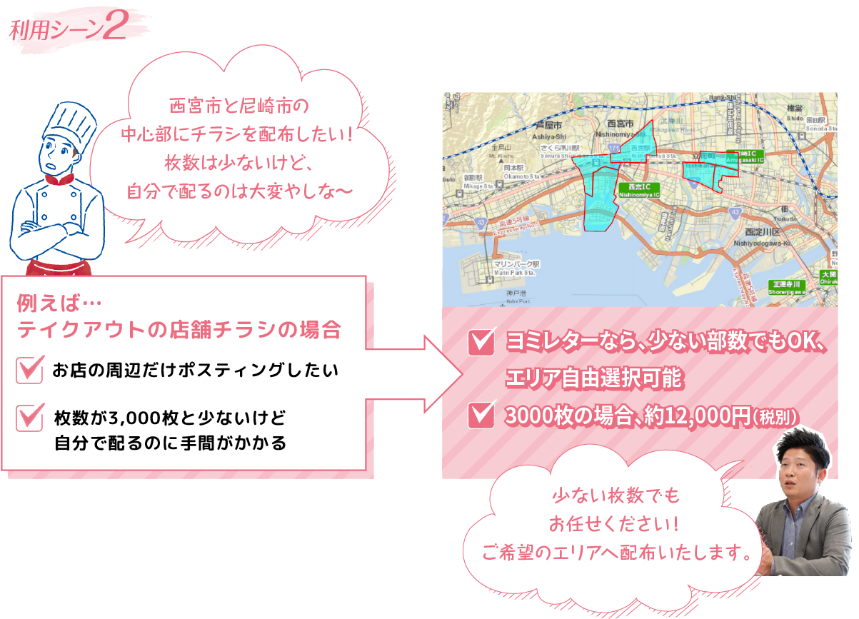 テイクアウトの店舗チラシの配布